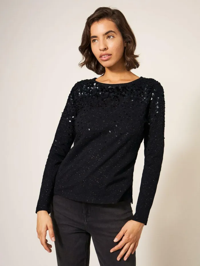 Women White Stuff Tops And Tshirts ROXY SEQUIN TOP Charcoal Grey Women White Stuff Tops And Tshirts ROXY SEQUIN TOP Charcoal Grey