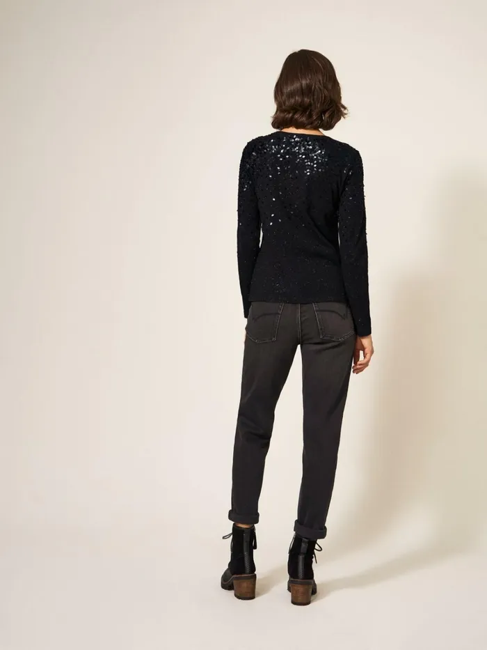 Women White Stuff Tops And Tshirts ROXY SEQUIN TOP Charcoal Grey Women White Stuff Tops And Tshirts ROXY SEQUIN TOP Charcoal Grey