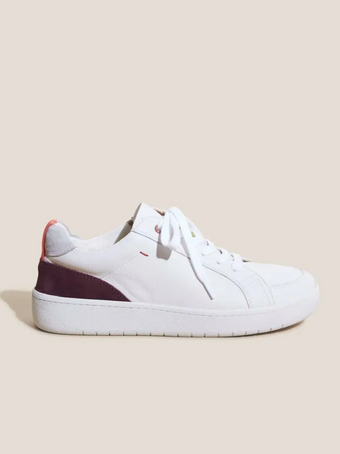 Women White Stuff Trainers Leather Suede Casual Trainer Brilliant White