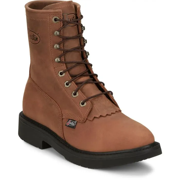 Work Men Justin Boots Livestock 8034 LaceUp Round Toe Work Boots Aged Brown 040brown041