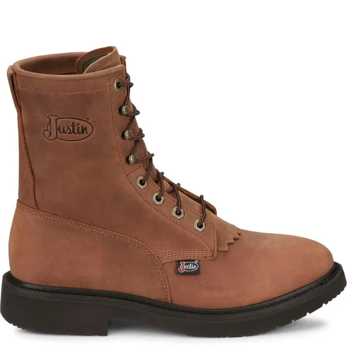 Work Men Justin Boots Livestock 8034 LaceUp Round Toe Work Boots Aged Brown 040brown041