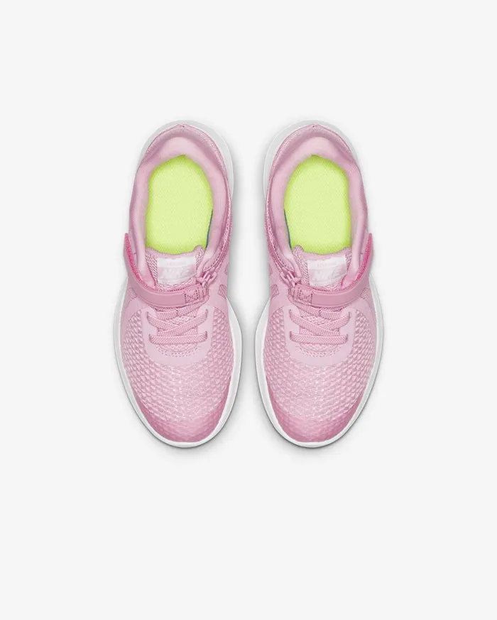 Younger Kids 3 8211 7 Years Kids Nike Revolution 4 FlyEase Pink Risepink Foamwhite