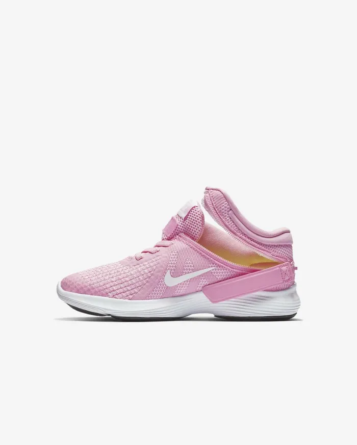 Younger Kids 3 8211 7 Years Kids Nike Revolution 4 FlyEase Pink Risepink Foamwhite