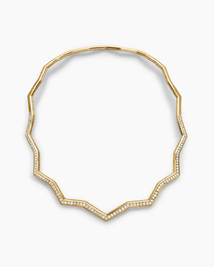 Zig Zag Stax Necklace In 18K Yellow Gold With Diamonds 5mm Women David Yurman Statement Zig Zag Stax Necklace In 18K Yellow Gold With Diamonds 5mm Women David Yurman Statement