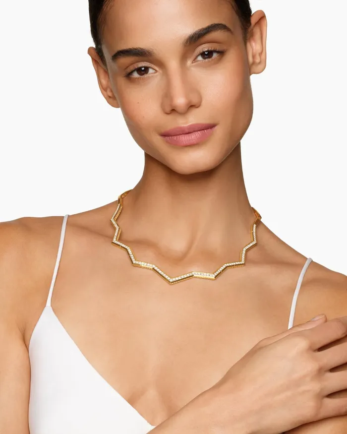 Zig Zag Stax Necklace In 18K Yellow Gold With Diamonds 5mm Women David Yurman Statement Zig Zag Stax Necklace In 18K Yellow Gold With Diamonds 5mm Women David Yurman Statement