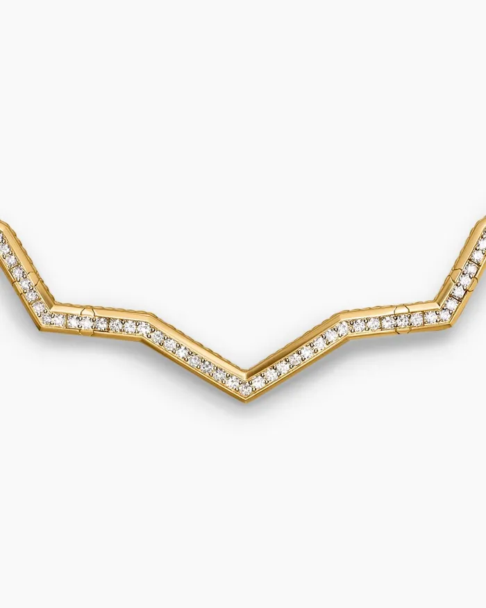 Zig Zag Stax Necklace In 18K Yellow Gold With Diamonds 5mm Women David Yurman Statement Zig Zag Stax Necklace In 18K Yellow Gold With Diamonds 5mm Women David Yurman Statement