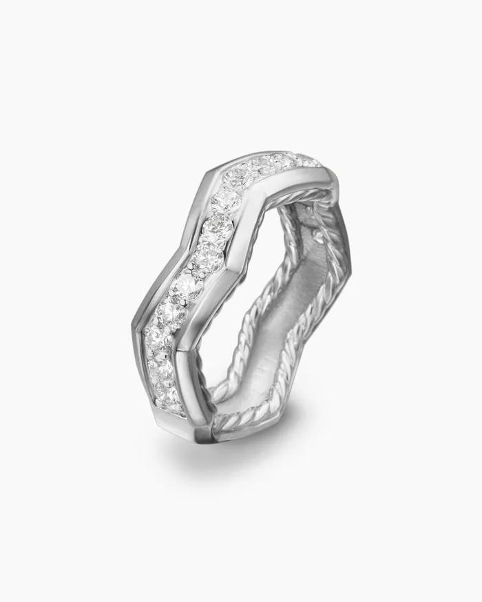 Zig Zag Stax Ring In Sterling Silver With Diamonds 5mm Women David Yurman Band