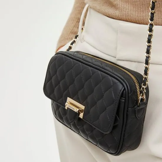 Zip Top Lottie Bag Black Nappa Women Aspinal Of London Shoulder