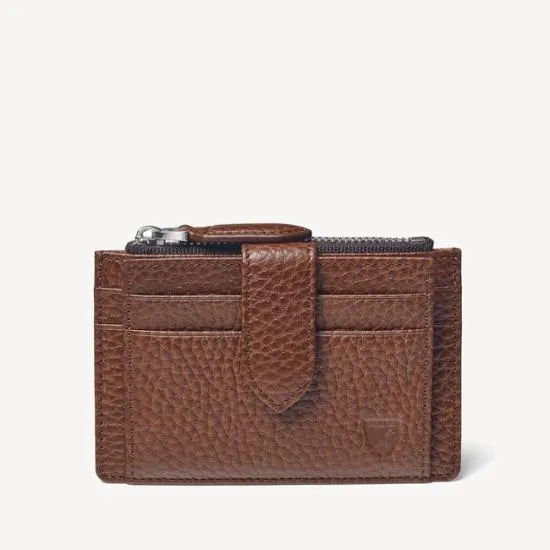Zipped RFID Card Holder Tobacco Pebble Men Aspinal Of London RFID Wallets