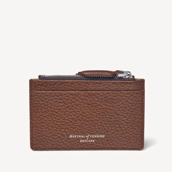 Zipped RFID Card Holder Tobacco Pebble Men Aspinal Of London RFID Wallets