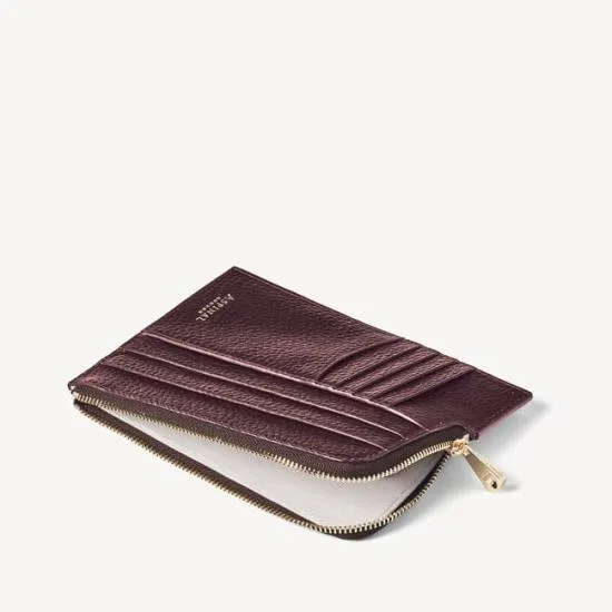 Zipped Travel Wallet Chocolate Metallic Pebble WomenMen Aspinal Of London Travel Wallets